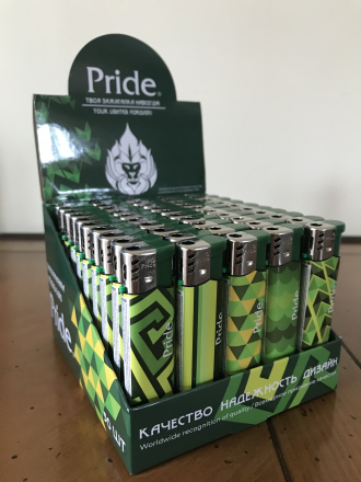 Зажигалки пьезо Pride E-050 Green Mosaik 50шт