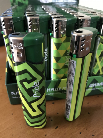 Зажигалки пьезо Pride E-050 Green Mosaik 50шт